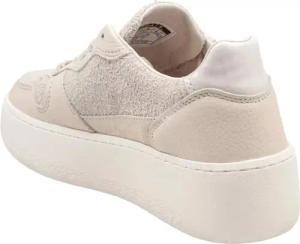 D.A.T.E Low-Top Sneaker - D.A.T.E. Beige Leather Hairy Court Platform Sneake - Gr. 39 (EU) - in Weiß - für Damen