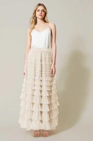 DEBAIJIA Meshrock Damen Frühling Herbst geschichteter Tüll-Tortenrock