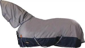 Decke Turnout mit Halsteil 400gr Epplejeck Grau-Blau