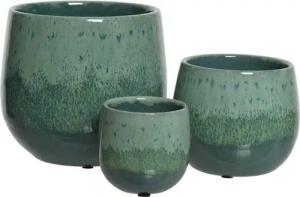 Decoris season decorations Blumentopf, Blumentopf / Übertopf 8-15cm Keramik Zimmerpflanzen Petrol 3er Set