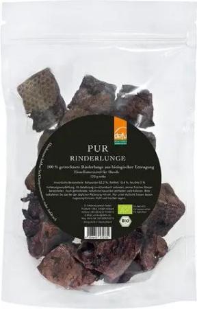 defu Bio Hundesnack PUR Rinderlunge getrocknet und gewürfelt
