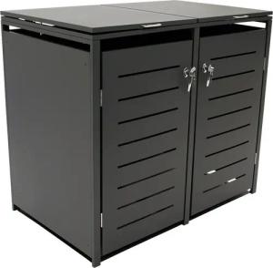 DEGAMO Mülltonnenbox KÖLN (1 St), Stahl grau, für 2 Tonnen 120 oder 240 Liter