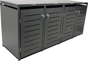 DEGAMO Mülltonnenbox KÖLN, für 4 kleine Tonnen 120 Liter, Stahl verzinkt anthrazit