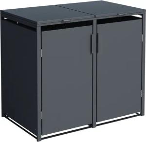 DEGAMO Mülltonnenbox MÜNCHEN, für 2 kleine Tonnen 120 Liter, Stahl verzinkt anthrazit