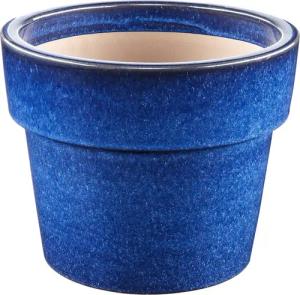 Dehner Blumentopf Keramiktopf, glasiert, blau, Gefäß für Balkon- und Gartenpflanzen, wetter- und frostbeständig