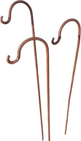 Deko-Impression Gartenstecker 3er-Set Gartenstab m. Haken Laternenhaken Eisen massiv Rost je 80 cm (3-St)