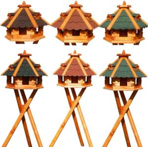 DEKO VERTRIEB BAYERN Vogelhaus XXL Premium Vogelhaus mit /ohne Ständer / Solar Holz Futterhaus Vogel