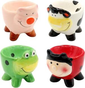 Dekohelden24 Eierbecher Dekohelden24 - Keramik Eierbecher / Eierhalter / Eierschale als Tiere, (4-tlg)