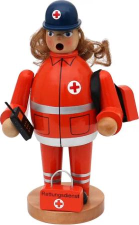 Dekohelden24 Räuchermännchen Holz Räucherfrau als Sanitäterin / Notärztin, L / B / H: 10,5 x 8 x 19,5 cm.