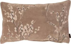Dekokissen FLORIA, 50 x 30 cm, Taupe, Beige, Baumwolle, Blumenwiese