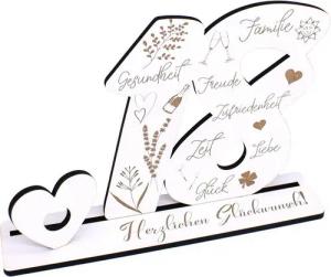 Dekolando Deko-Buchstaben Aufsteller 18 Jahre Geburtstag Herzlichen Glückwunsch Geldgeschenk (weiß, 3tlg), 17 x 24 cm