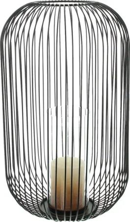 Dekoleidenschaft Bodenwindlicht "Atmosfera" aus Metall, schwarz, 41 cm hoch, Kerzenhalter, Windlicht, Kerzenständer groß mit Glaszylinder