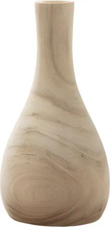 Dekoleidenschaft Dekovase "Wood" rund, aus naturbelassenem Paulownia Holz, 24 cm hoch, Vase für, Trockenblumen, Kunstblumen, Zweige, Holzvase, Tischvase, Blumenvase