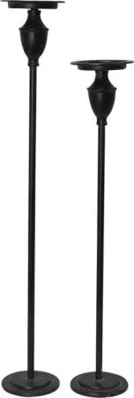Dekoleidenschaft Kerzenständer "Antique" Metall, schwarz, Kerzenhalter 60 + 69 cm hoch, Kerzensäule (2 St., im Set), Kerzenleuchter für Stumpenkerzen