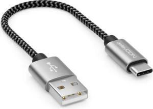 deleyCON 0,15m USB-C Kabel Nylon Ladekabel Datenkabel USB Typ C Handy USB-Kabel