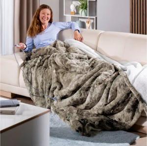Delindo Lifestyle Heizdecke XXL Winterfell, 9 Heizstufen, 1-tlg., mit Abschaltautomatik, 215x240 cm groß, Lammfell-Optik, waschbar