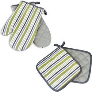 Delindo Lifestyle Topfhandschuhe Ofenhandschuhe, Topflappen, (4er Sparset, 4-tlg., bestehend aus 2x Ofenhandschuh + 2x Topflappen), Hitzebeständig bis 250 °C für maximal 15 Sekunden