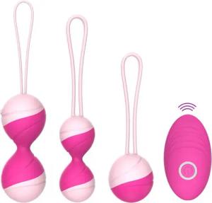 denu-shop Beckenbodentrainer Beckenboden 3er Set Beckenbodenkugel Damen Silikon, Set, 3-tlg., 2 Beckenbodenkugel und 1 Beckenbodenkugel mit Vibration, Kräftigung der Becken- und Unterleibsmuskulatur