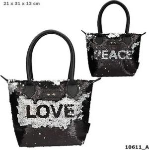 DEPESCHE 10611 Trend LOVE Handtasche Streichpaillette schwarz Love & Peace