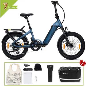 DERUIZ E-Bike Faltrad E‑Faltrad, 20 Zoll mit 500 Wh Akku,140 km, Elektrofahrrad für damen, 8 Gang SHIMANO SHIMANO ALTUS 11-32T Schaltwerk, Kettenschaltung, 500 Wh, (mit Werkzeug, mit Akku-Ladegerät), Urbanes Klapprad mit 250 W Motor, 55 Nm Drehmoment& Fed