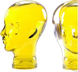 DESIGN DELIGHTS Skulptur Glas KOPFHÖRERSTÄNDER MICK gelb transparent, 29cm Glaskopf Skulptur