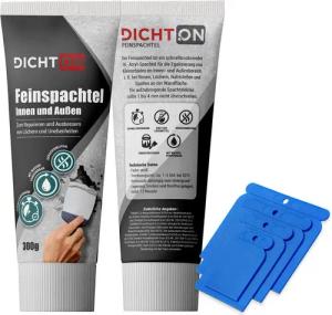 DICHTON Spachtelmasse D.60W Feinspachtel weiß, 300g zum reparieren & ausbessern inkl. Japanspachtel
