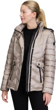 Dick wattierte Steppjacke aus Kunstdaune - taupe - Gr. 44 von Goldner Fashion