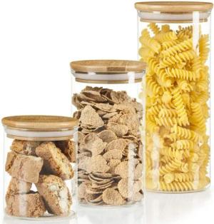 Dimono Vorratsglas DIMONO Vorratsglas mit Bambusdeckel – Borosilikatglas Aufbewahrung, Borosilikatglas, (Glasbehälter), Aufbewahrungsglas