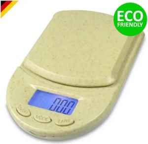 Dipse Feinwaage ECO 100 aus schnell aubbaubarem Material - Digitalwaage 100g x 0,01, Außenhülle biologisch abbaubar aus Weizenstrohfaser hergestellt