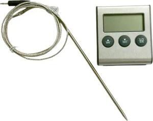 DIW Bratenthermometer Fleisch Braten Thermometer ET921 bis 250°C hitzefest, Packung, Komplettset, Einstichfühler, Kochmodus mit Alarm, Timer