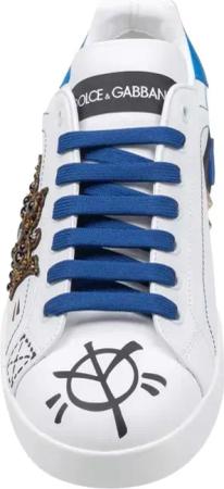 Dolce&Gabbana Low-Top Sneaker - Portofino Leather Sneaker With Contrasting Graffit - Gr. 42 (EU) - in Weiß - für Damen