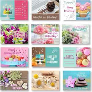 Domelo Geburtstagskarte 12er Set Geburtstagskarten A6 inkl. Umschläge FSC Papier