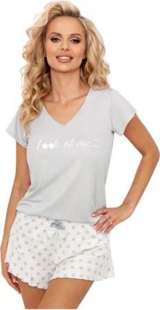 Donna Shorty kurzer Schlafanzug mit Motivdruck (2 tlg) gepunktete Pyjama-Hose, weiche Viskose