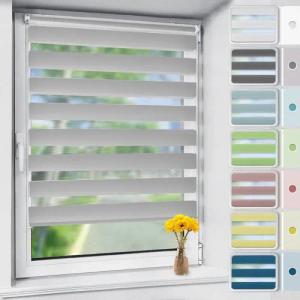 Doppelrollo rollos für Fenster ohne Bohren 130cm, OUBO, Lichtschutz, freihängend, mit Klemmträger, Klemmfix, livhtdurchlässig und verdunkelnd