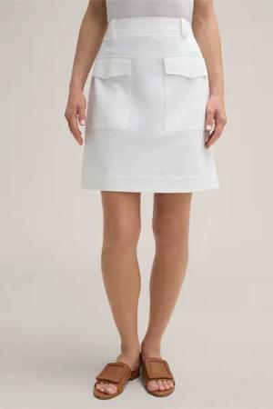 Double-Baumwollstretch-Mini-Rock in A-Linie in Weiß
