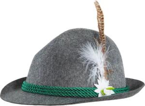 dressforfun Kostüm Grauer Trachtenhut mit Edelweiß, Trachtenhut aus Filz