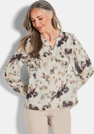 Druckbluse im Unikat-Print - beige / gemustert - Gr. 52 von Goldner Fashion