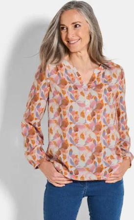 Druckbluse im Unikat-Print - orange / gemustert - Gr. 19 von Goldner Fashion