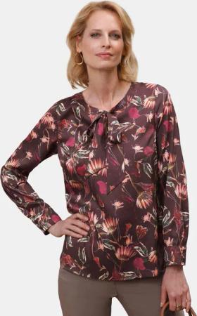 Druckbluse in Satinqualität - dunkelrot / gemustert - Gr. 23 von Goldner Fashion