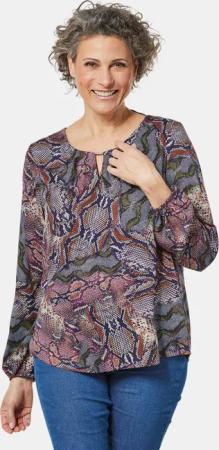 Druckbluse mit raffinierter Ausschnittlösung - dunkelblau / gemustert - Gr. 21 von Goldner Fashion