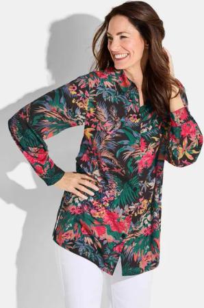 Druckbluse - rot / grün / gemustert - Gr. 23 von Goldner Fashion