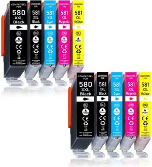 Druckerparadies 10er Pack Druckerpatronen 580 581 XXL kompatibel mit Canon TR8500 Tintenpatrone (10-tlg)
