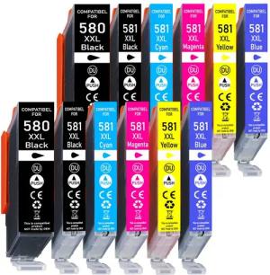 Druckerparadies 12er Pack Druckerpatronen 580 581 XXL kompatibel mit Canon TS8350 Tintenpatrone (12-tlg)