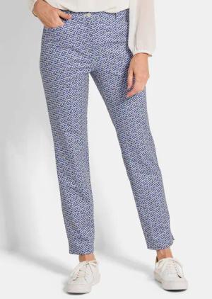 Druckhose LOUISA in Scuba-Qualität - beige / royalblau / gemustert - Gr. 205 von Goldner Fashion