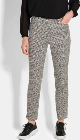 Druckhose LOUISA in Scuba-Qualität - beige / schwarz / gemustert - Gr. 27 von Goldner Fashion