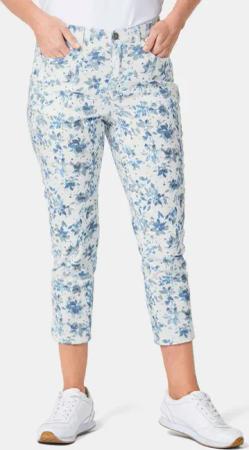 Druckhose mit ausgefallenem Blumenmuster - blau / grau / gemustert - Gr. 21 von Goldner Fashion
