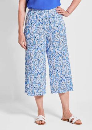 Druckhose VERA aus reiner Viskose - royalblau / weiß / gemustert - Gr. 225 von Goldner Fashion