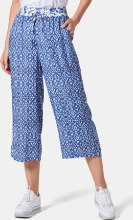 Druckhose - weiß / royalblau / gemustert - Gr. 38 von Goldner Fashion