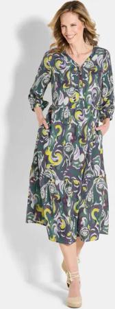 Druckkleid aus weich fließender Viskose - grün / gemustert - Gr. 24 von Goldner Fashion
