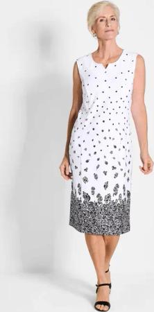 Druckkleid in Jerseyqualität - schwarz / weiß / gemustert - Gr. 50 von Goldner Fashion